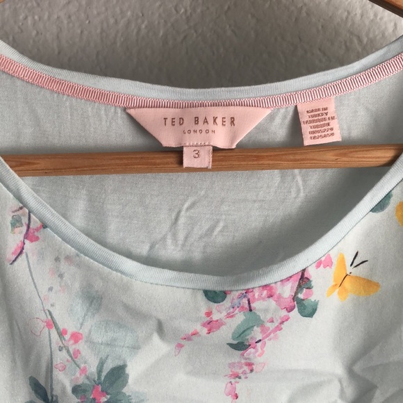 Ted Baker Light Green Floral Cap Sleeve Top Size 3 (US 8) - Picture 2 of 7